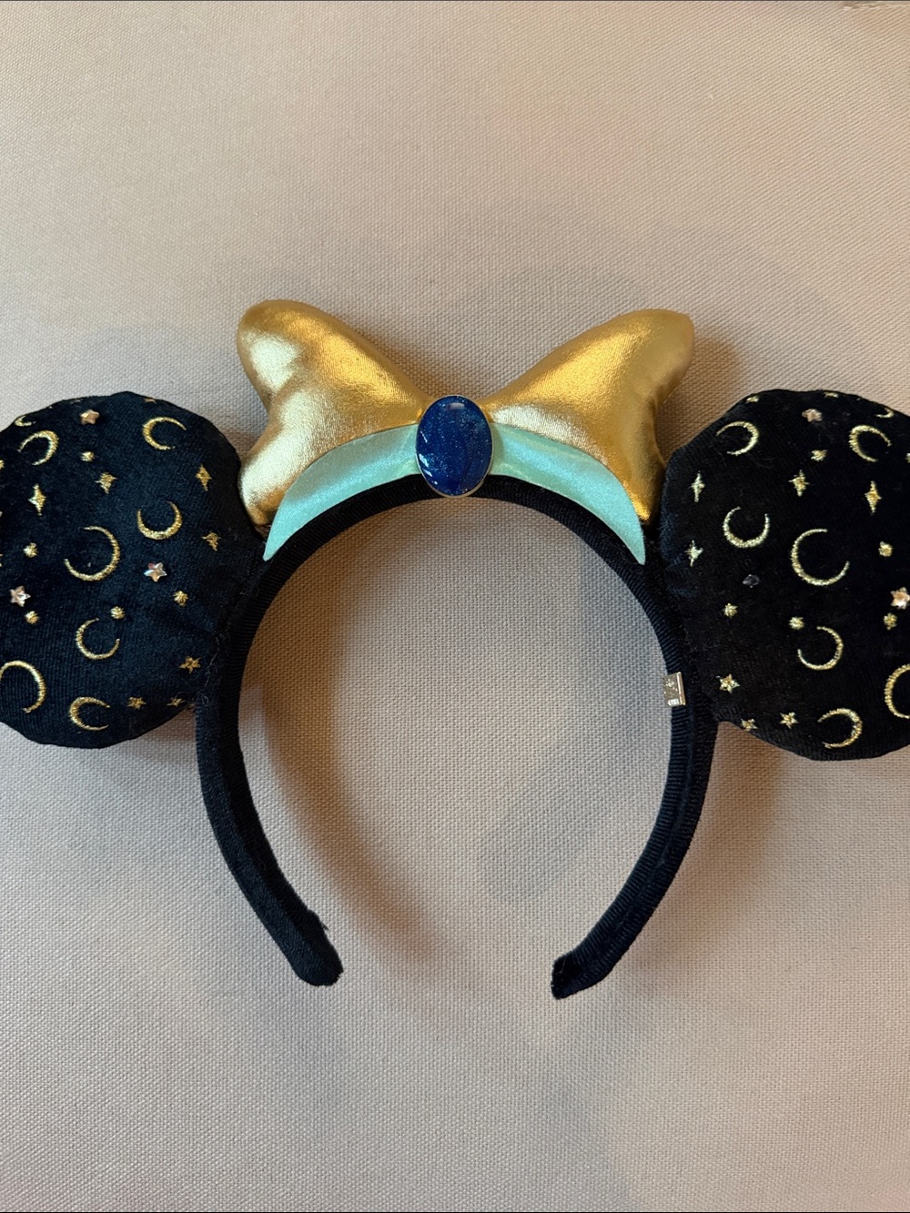 BaubleBar X Disney Princess Jasmin Minnie Mouse Ear Headband with Gold Bow
